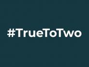 #TrueToTwo  white  on Two Rivers Teal Facebook Profile