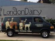 The LondonDairy van parked in front of LondonDairy building