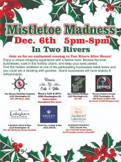 Event poster listing participating businesses.