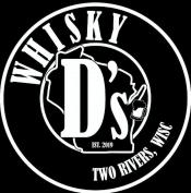 Round seal with Whisky D's on top of an outline of Wisconsin.