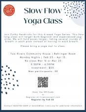 Details regarding Slow Flow Yoga class.