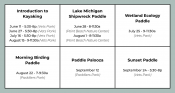 List of kayaking classes offered this summer.
