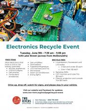 List of items accepted for electronics recycling and fees.