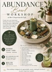 Event poster featuring bowl containing candle and other items.