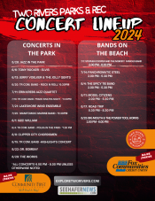 Summer concert lineup at Central Park & Neshotah Beach.