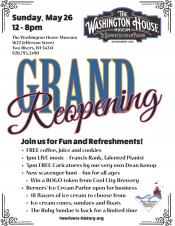 Grand reopening event poster.