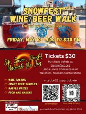 Snowfest wine/beer walk event poster.