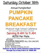 Poster advertising pumpkin pancake breakfast.