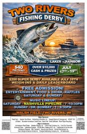 Event poster with fish leaping from water.
