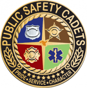 Logo of a red circle with a shield in the middle. Text around the circle reads: "Public Safety Cadets"