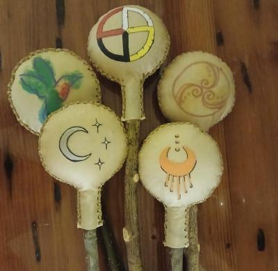 Rattles made with deer hide.