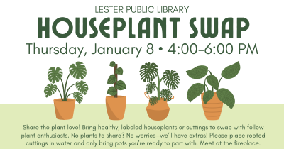 Event poster featuring pots containing different houseplants.