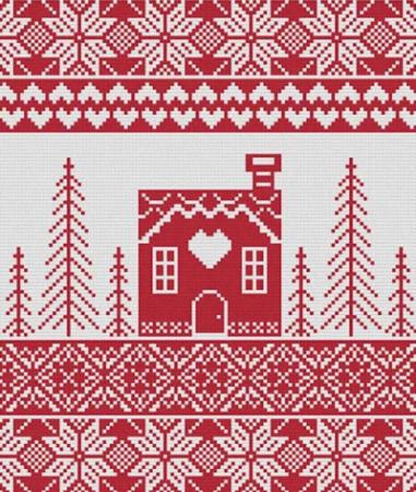 Cross stitched winter scene.