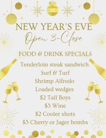 Listing of food specials and drink prices.