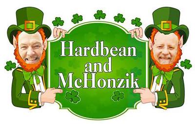 Two guys depicted as leprechauns.