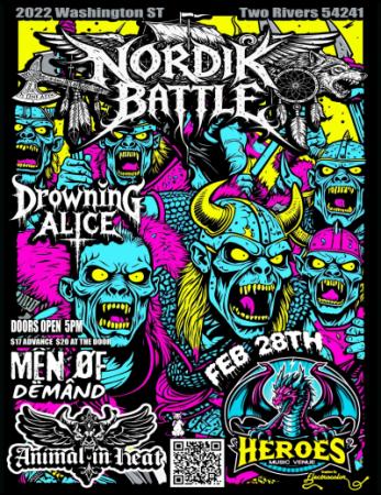 Event poster featuring lots of creepy characters with sharp yellow teeth.