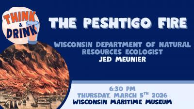 Event banner featuring an ink of a town on a river on fire.