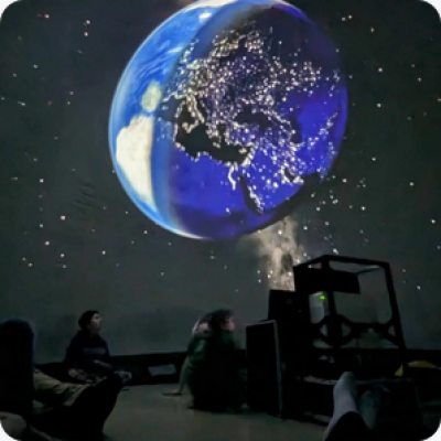 Viewing inside a portable planetarium.
