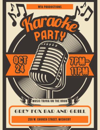 Vintage-looking karaoke banner featuring microphone.