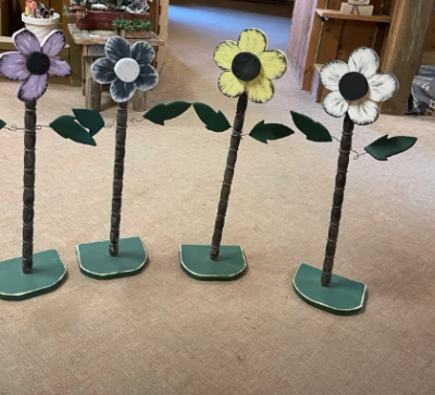 Wooden flowers.