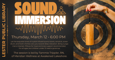 Event poster featuring Koshi chimes.