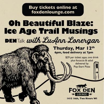 Event poster featuring a woolly mammoth.