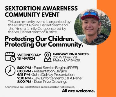 Event poster listing schedule and with inset photo of a smiling young man in a ballcap.