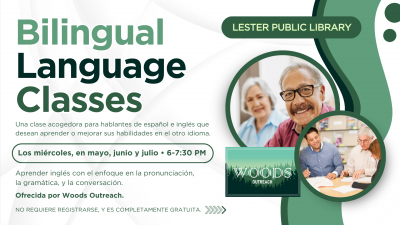 Event poster for bilingual language class.