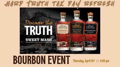 A lineup of three bourbon bottles.