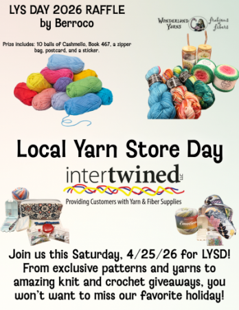 Event poster featuring balls of yarn.
