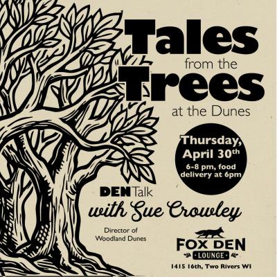 Event poster featuring an intricately penned depiction of trees.