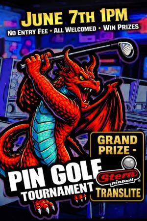 Dragon swinging a golf club.