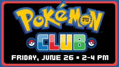 "Pokemon Club" in colorful fonts on a black background.