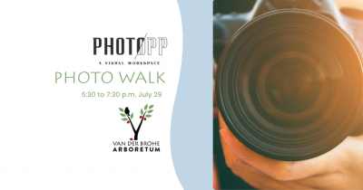 Event banner featuring close shot of hand adjusting telephoto camera lens.