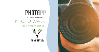 Event banner featuring close shot of hand adjusting telephoto camera lens.