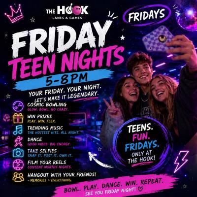 Event poster featuring happy teens taking a selfie.