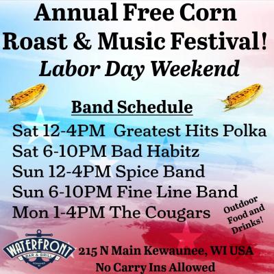 Labor Day Weekend event poster featuring portion of American flag and two ears of corn.