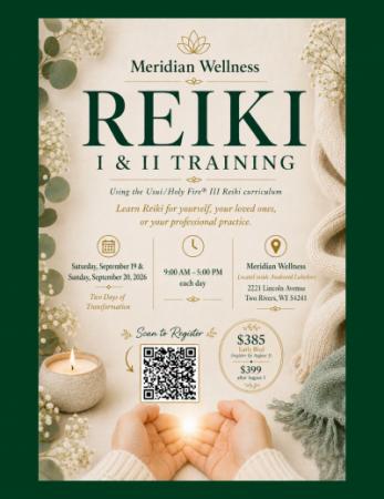 Event poster with QR code.