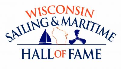 Event banner with silhouette of sailboat, an outline of the state of Wisconsin, and boat propellor.