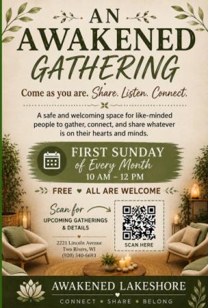 Event poster picturing a comfy, candlelit area with chairs and a table.
