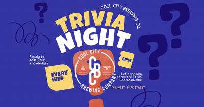 Trivia Night announcement with big question mark.