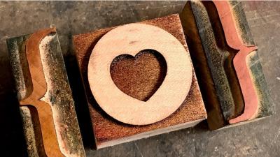 Wood stamp with heart
