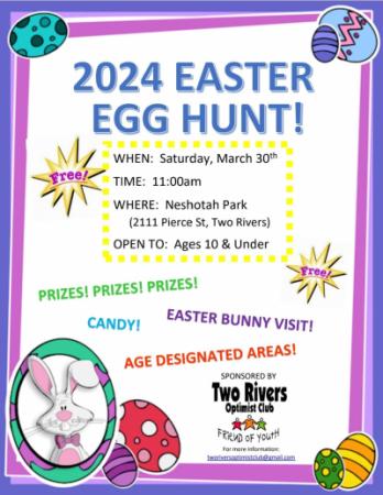 Optimist Club Easter Egg Hunt event poster.