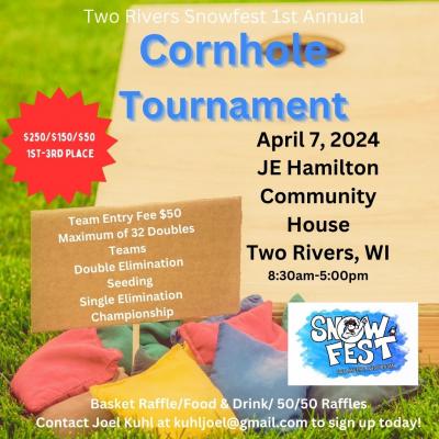 Cornhole tournament event poster.