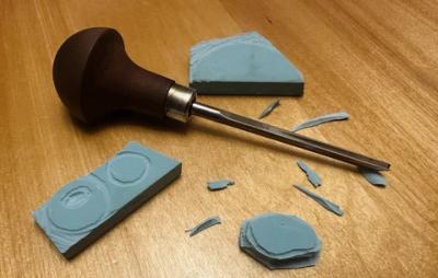 Stamp-carving tools.