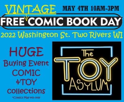 Toy Asylum Comic Book Day event poster.