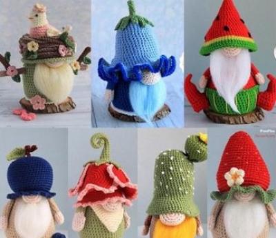 Crocheted gnomes.