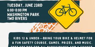 Event poster featuring a yellow diamond-shaped traffic sign with a bike graphic on it.