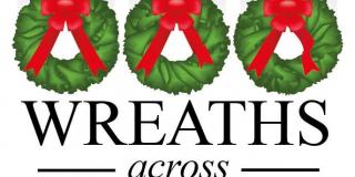 Three wreaths with red bows.