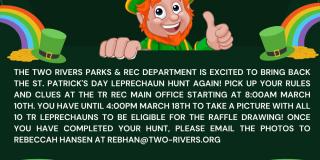 Leprechaun Hunt sponsored by Two Rivers Parks & Rec Department.